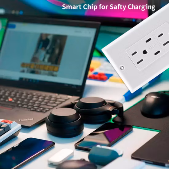 UL 등록 3.6A 듀얼 USB 유형 C 충전기 125V 15A 콘센트